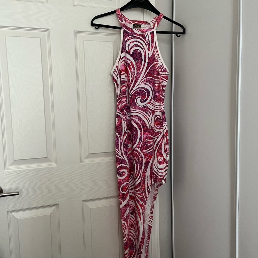 Pacific Island Art / Tahiti Art Maohi Pink Slit spandex dress